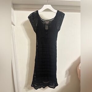 Elliott Lauren Black Crochet Midi Dress